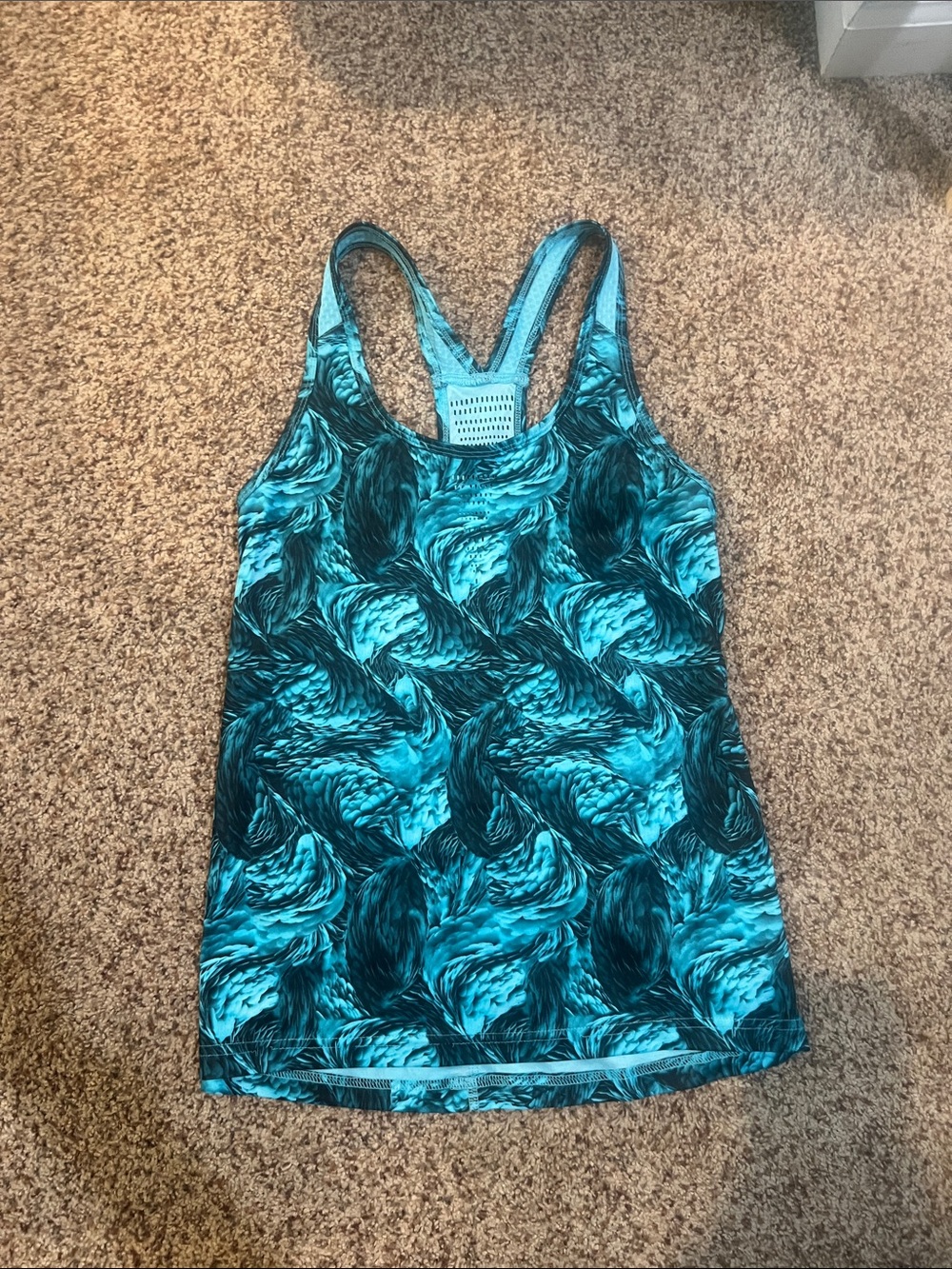 Women’s C9 Small Teal Marble-Print Racerback Tank